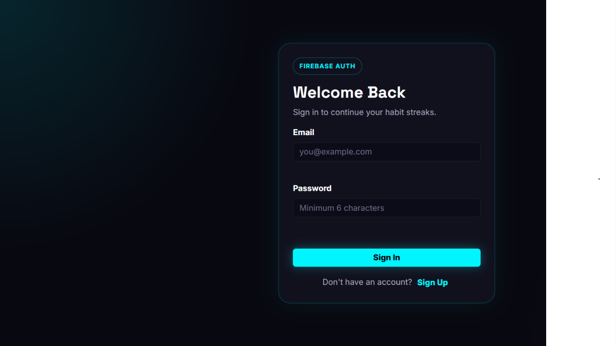 Firebase Habit Tracker interface